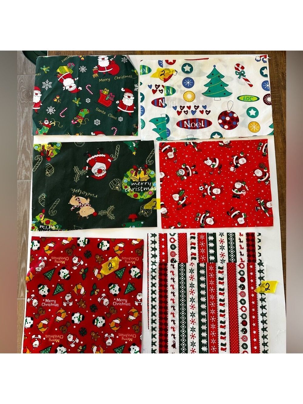 Christmas Holidays Fabric 18 Rectangles - Various Designs (10” x 8” each) Cotton